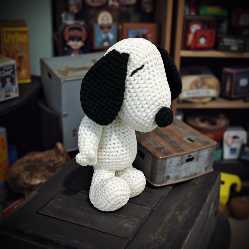 Vintage Handmade Crochet Peanuts Snoopy Doll 14 “ Charlie Brown Dog - Picture 2 of 15